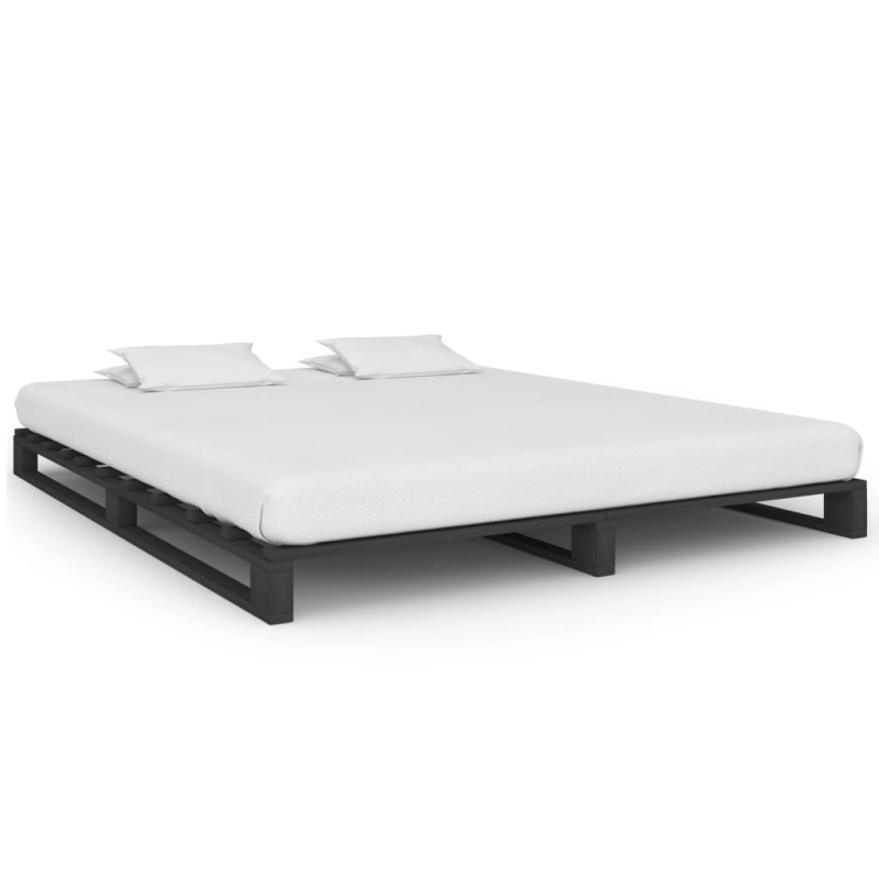 Cadre de lit de palette sans matelas gris 160x200cm bois massif