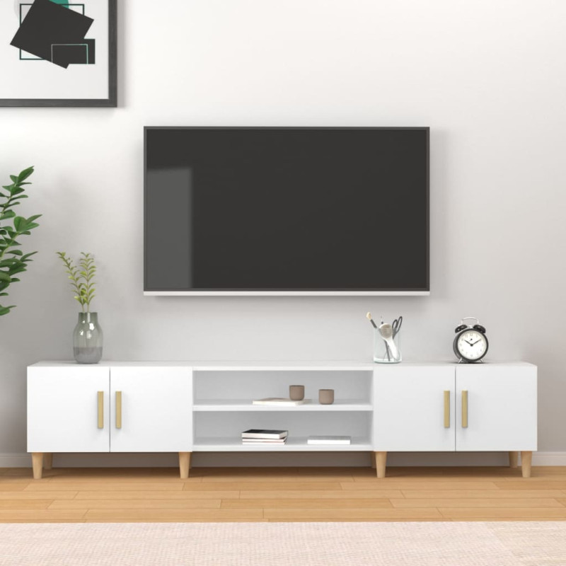 Meuble TV blanc 180x31,5x40 cm bois d ingénierie