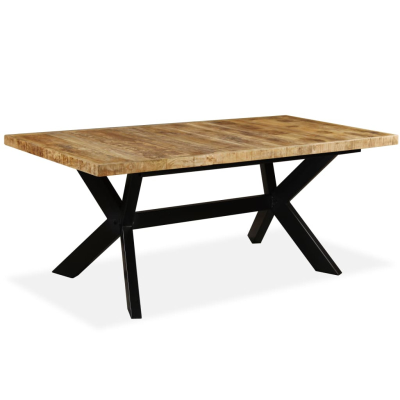 Table à manger Bois de manguier massif et croix en acier 180 cm