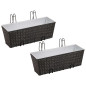 Ensemble de jardinières de balcon Trapèze Rotin 50cm 2 pcs Noir