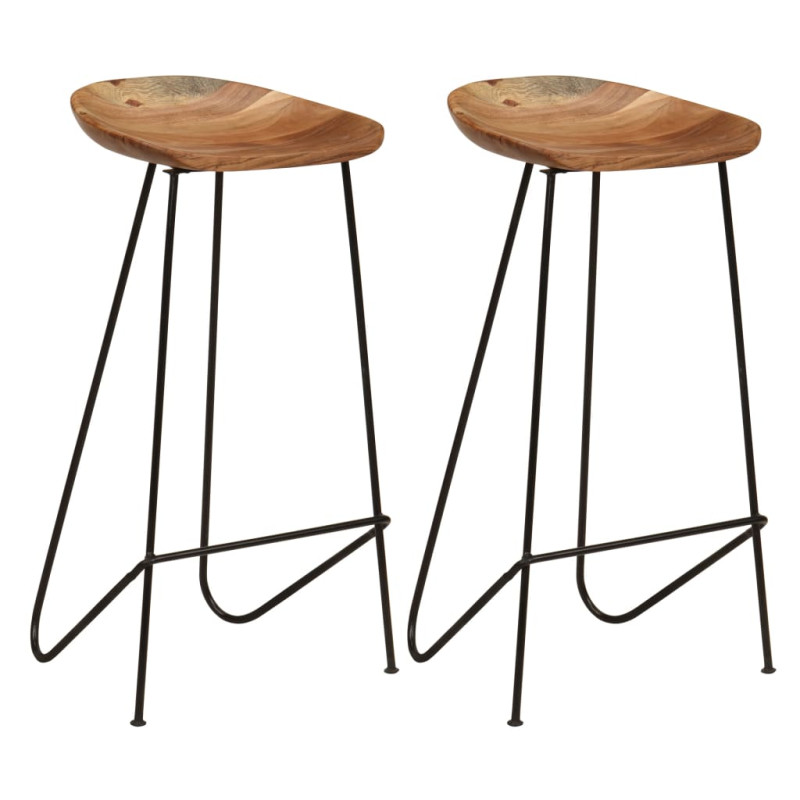 Tabourets de bar lot de 2 bois d acacia massif