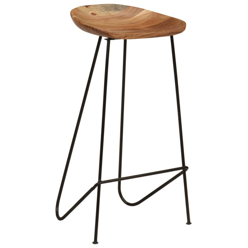 Tabourets de bar lot de 2 bois d acacia massif