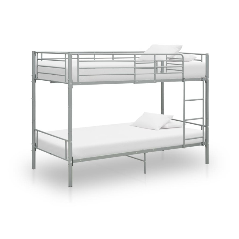 Lit superposé sans matelas gris métal 90x200 cm