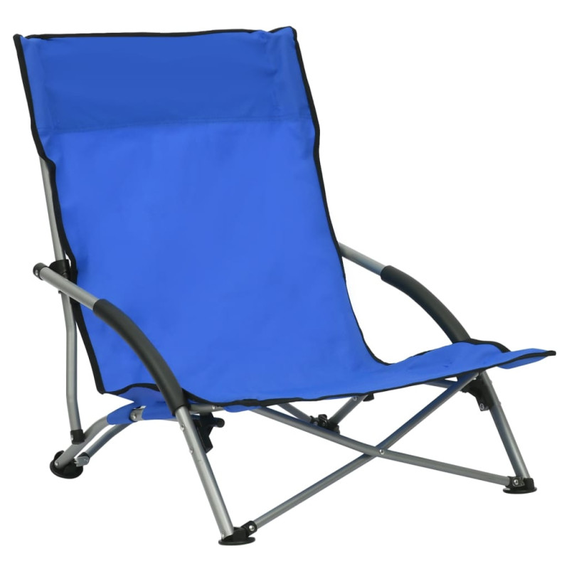 Chaises de plage pliables lot de 2 Bleu Tissu