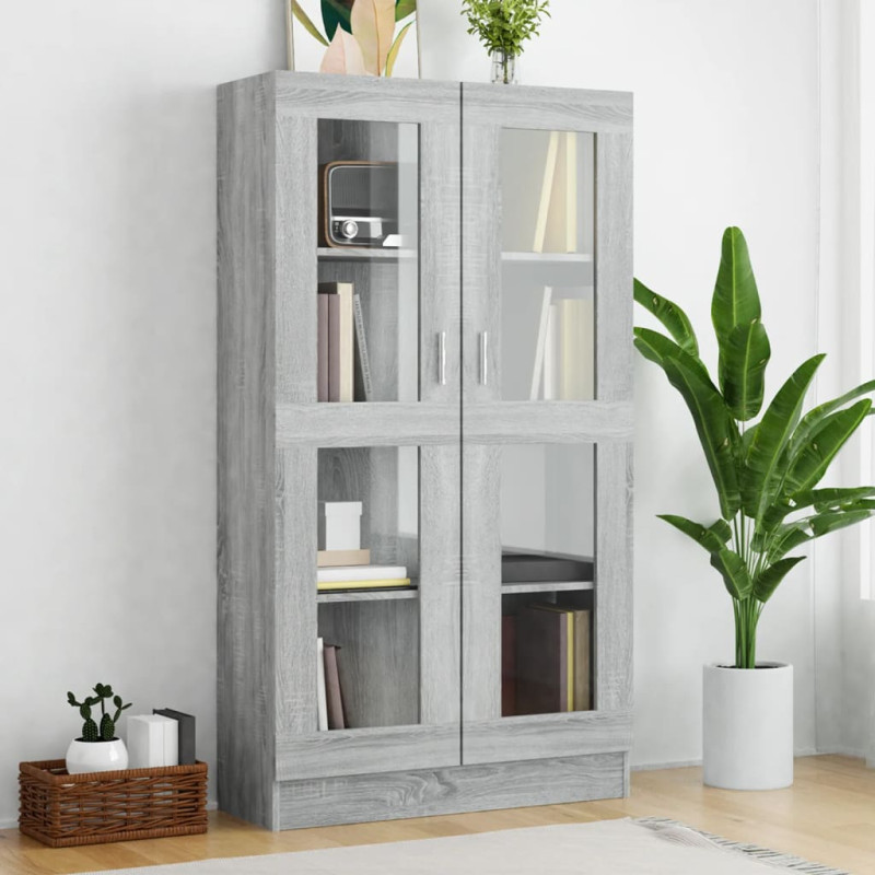 Armoire à vitrine Sonoma gris 82,5x30,5x150cm Bois d ingénierie