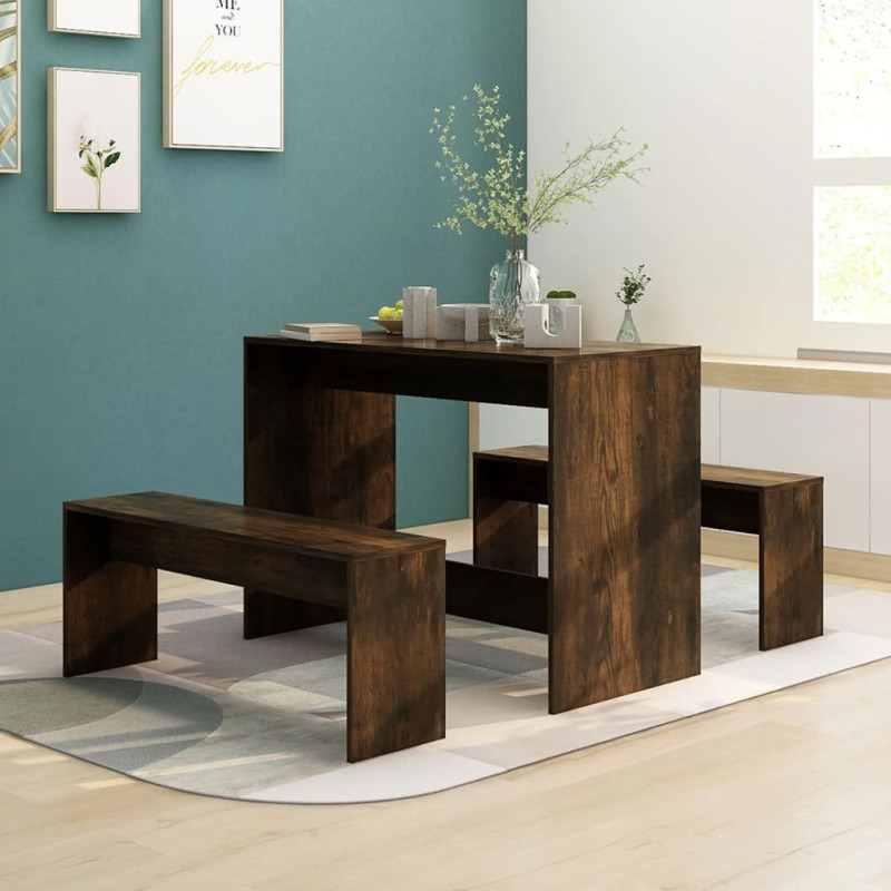 Ensemble à manger 3 pcs chêne fumé bois d ingénierie