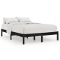 Cadre de lit sans matelas noir bois massif 140x190 cm