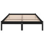 Cadre de lit sans matelas noir bois massif 140x190 cm