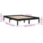 Cadre de lit sans matelas noir bois massif 140x190 cm