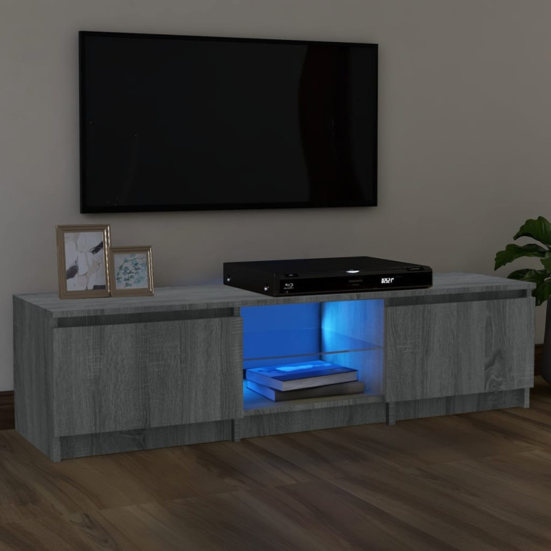 Meuble TV avec lumières LED Sonoma gris 140x40x35,5 cm