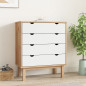 Commode OTTA Marron et blanc 76,5x39,5x90 cm Bois de pin massif