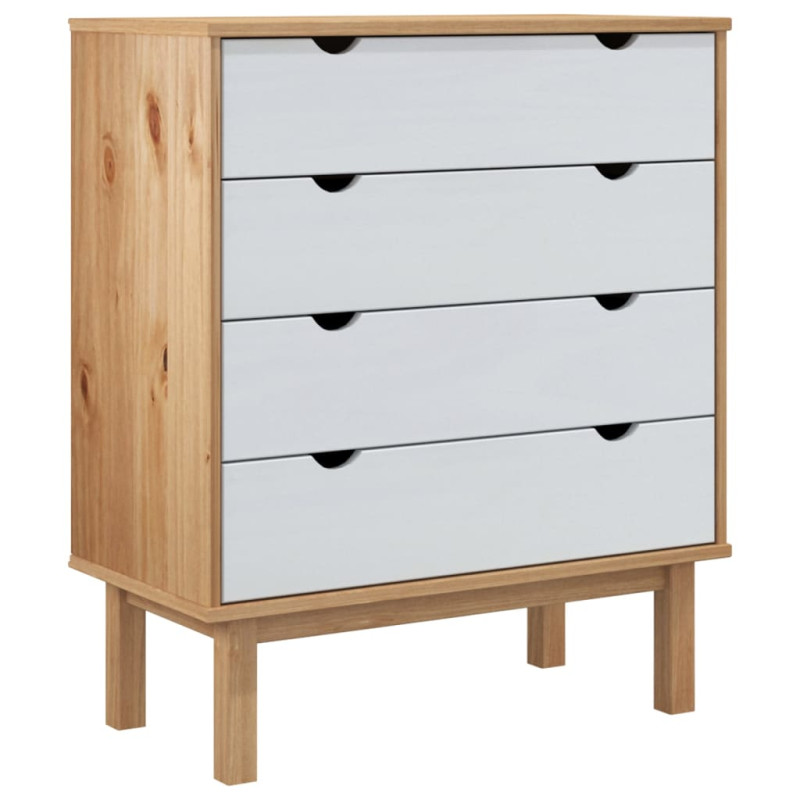 Commode OTTA Marron et blanc 76,5x39,5x90 cm Bois de pin massif