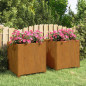 Jardinières avec pieds 2 pcs Rouillé 49x47x50 cm Acier corten