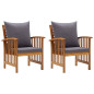 Chaises de jardin avec coussins lot de 2 Bois d acacia massif