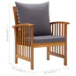 Chaises de jardin avec coussins lot de 2 Bois d acacia massif