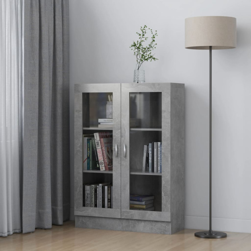 Armoire à vitrine Gris béton 82,5x30,5x115 cm Bois d ingénierie