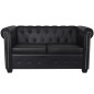 Canapé Chesterfield à 2 places cuir synthétique noir 