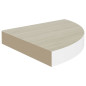 Étagère d angle murale Chêne et blanc 35x35x3,8 cm MDF