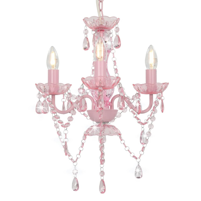 Lustre avec perles Rose Rond 3 x E14