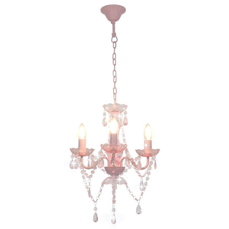 Lustre avec perles Rose Rond 3 x E14