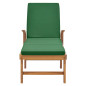 Chaise longue avec coussin Bois de teck solide Vert