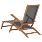 Chaise de terrasse avec repose pied Bois de teck solide Noir