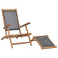 Chaise de terrasse avec repose pied Bois de teck solide Noir