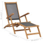 Chaise de terrasse avec repose pied Bois de teck solide Noir