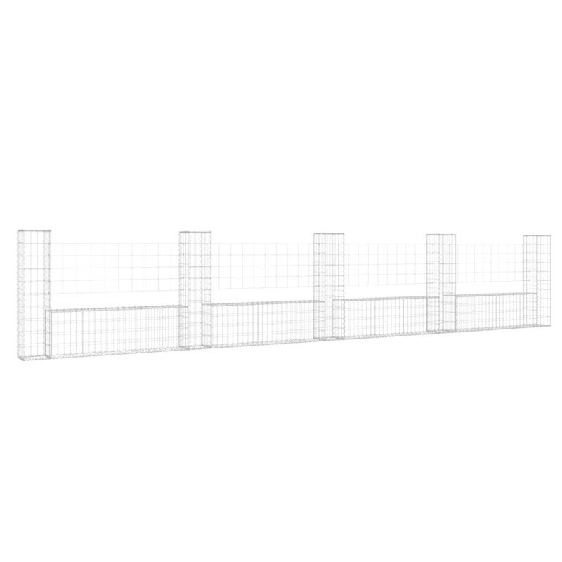 Panier de gabion en forme de U avec 5 poteaux Fer 500x20x100 cm