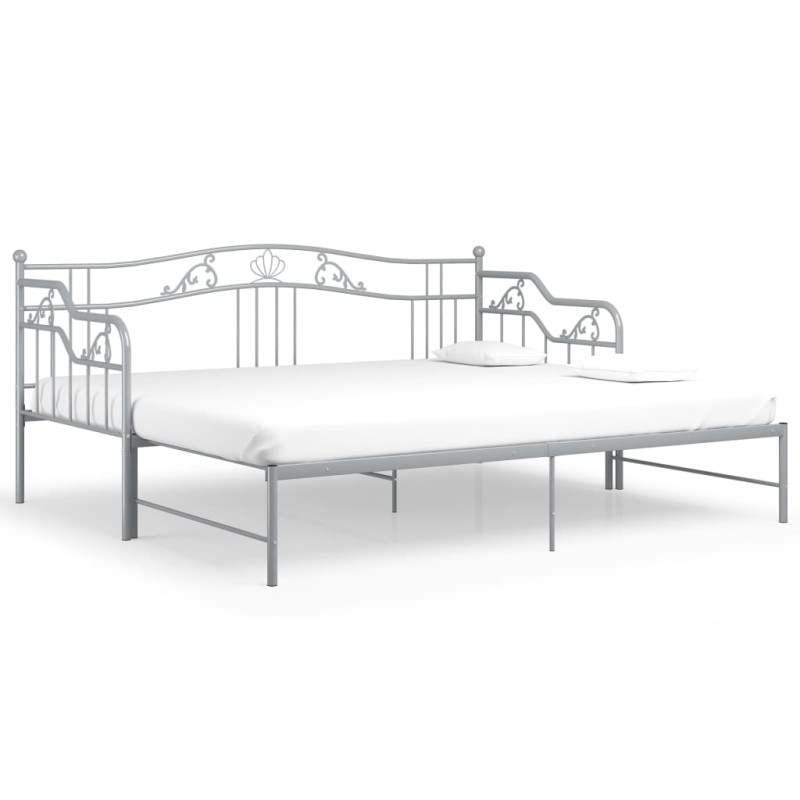 Cadre de canapé lit extensible sans matelas gris métal 90x200cm