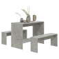 Ensemble à manger 3 pcs Gris béton Bois d ingénierie