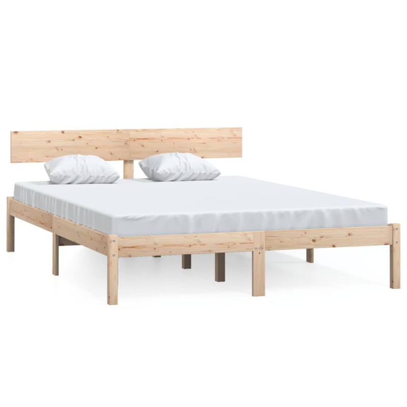 Cadre de lit sans matelas bois massif 140x190 cm