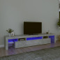 Meuble TV avec lumières LED Gris béton 215x36,5x40 cm