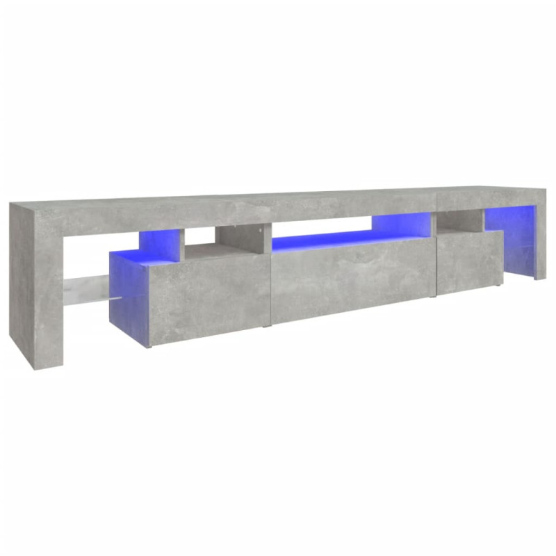 Meuble TV avec lumières LED Gris béton 215x36,5x40 cm