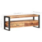 Meuble TV 120x35x45 cm Bois massif avec finition miel