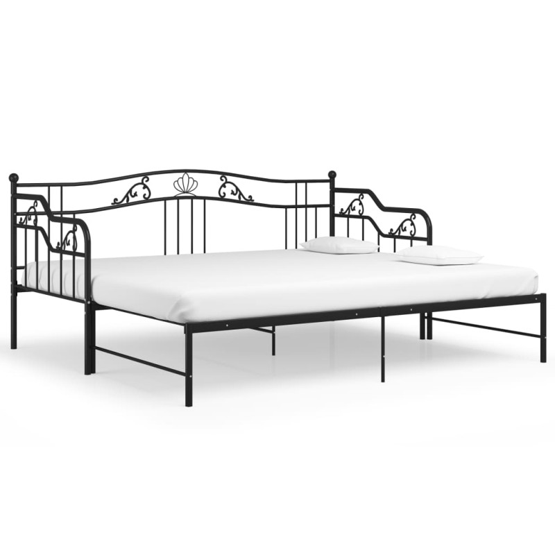 Cadre de canapé lit extensible sans matelas Noir Métal 90x200cm