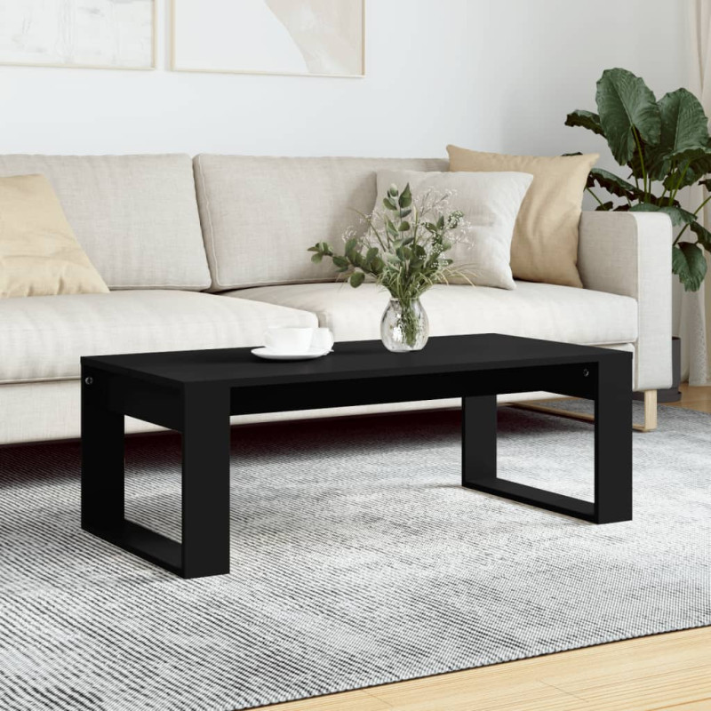 Table basse noir 102x50x35 cm bois d ingénierie