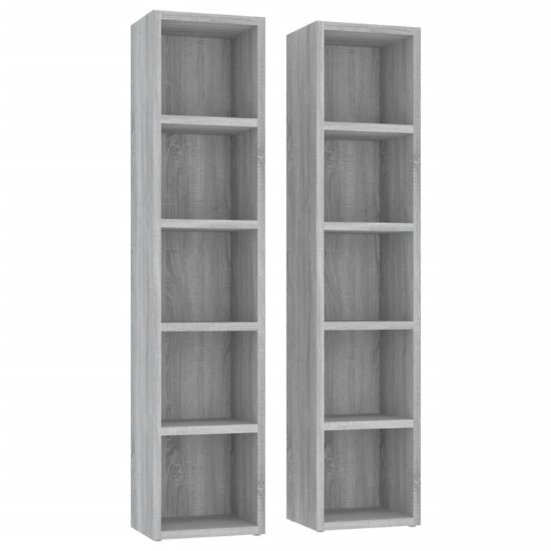 Armoires à CD 2 pcs Sonoma gris 21x16x93,5 cm Bois d ingénierie