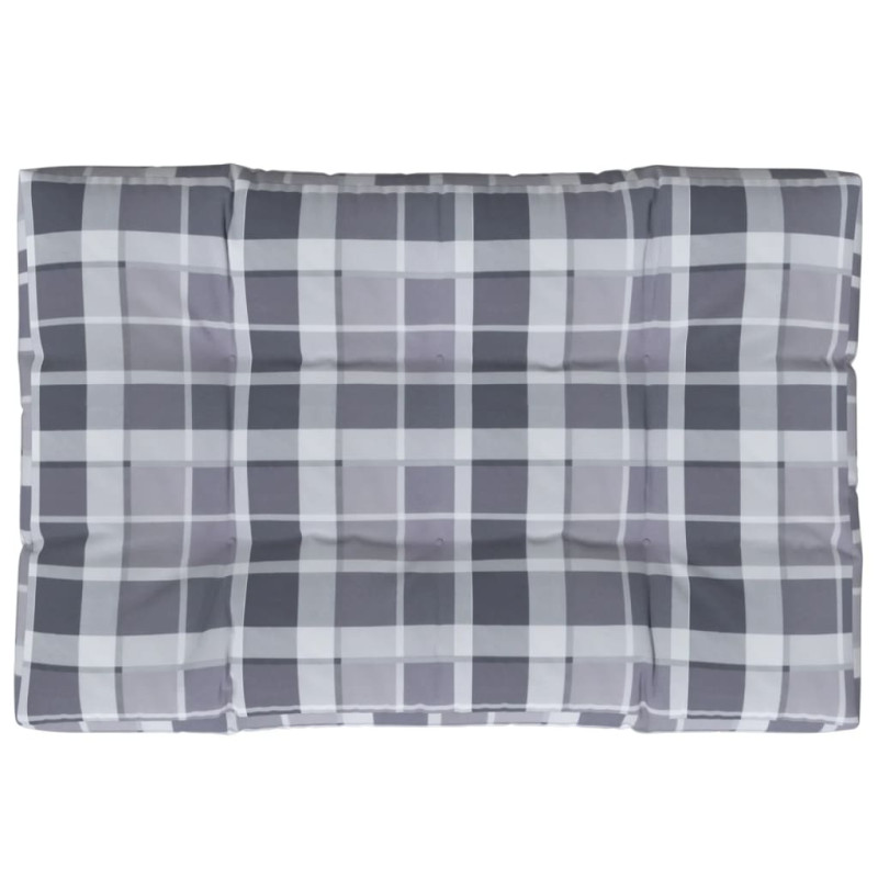 Coussin de palette motif à carreaux gris 120x80x12 cm tissu