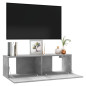 Meuble TV Gris béton 100x30x30 cm Bois d’ingénierie