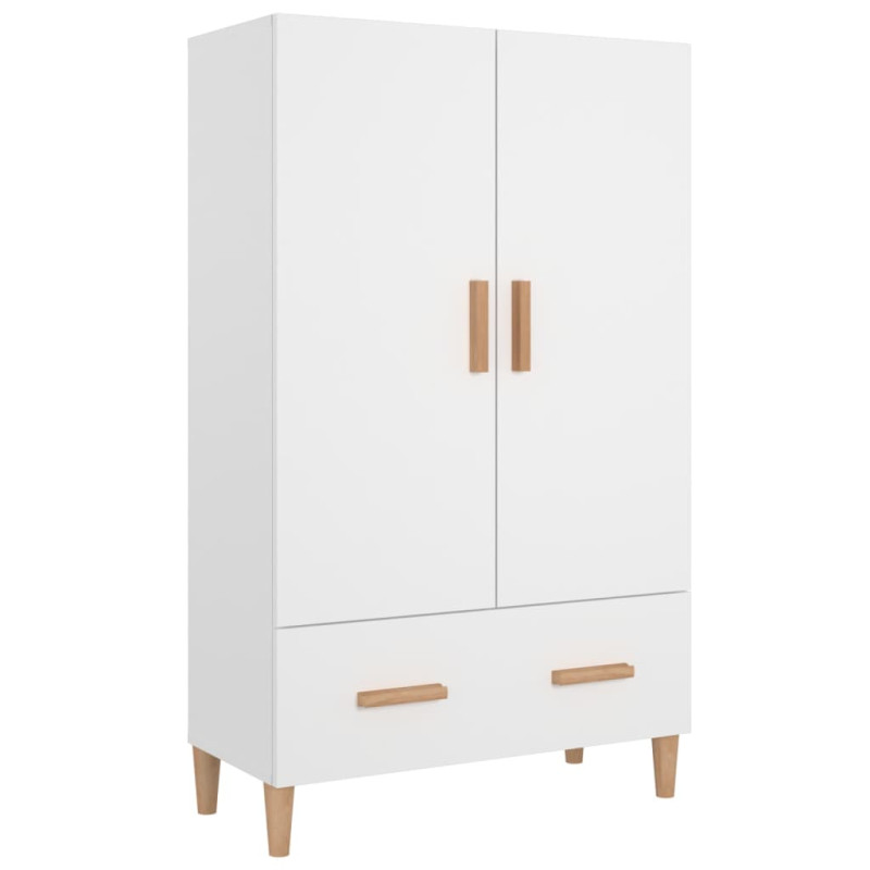 Buffet Blanc brillant 70x31x115 cm Bois d ingénierie