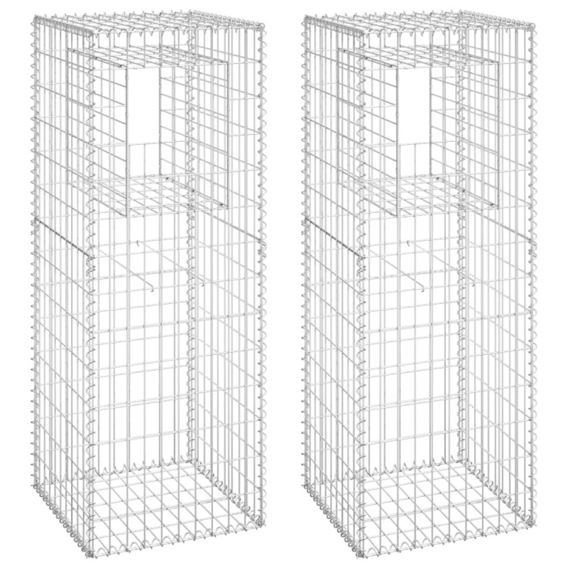 Poteaux à panier de gabion 2 pcs 50x50x140 cm Fer