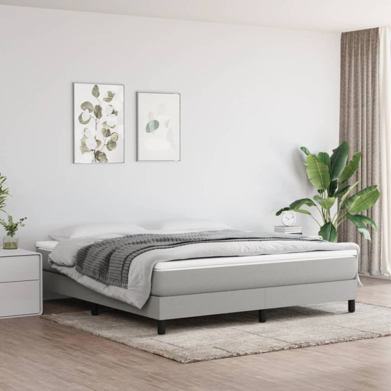 Cadre de lit sans matelas gris clair 160x200 cm tissu