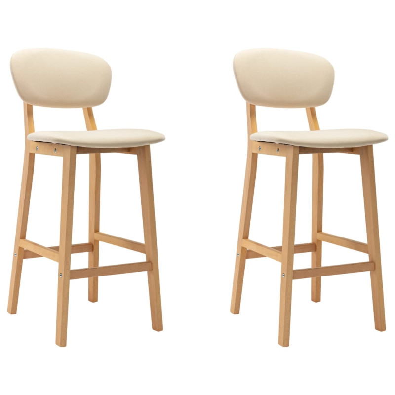 Tabourets de bar lot de 2 crème tissu