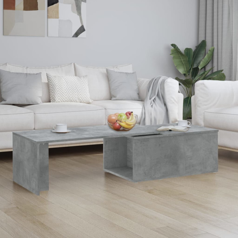 Table basse gris béton 150x50x35 cm bois d ingénierie