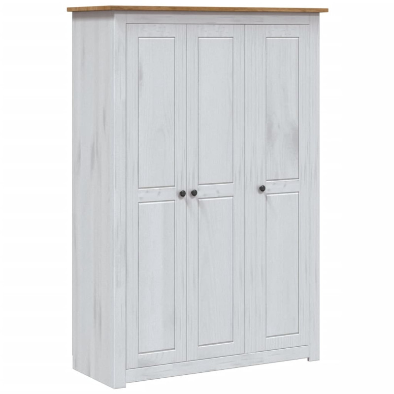 Garde robe 3 portes Blanc 118x50x171,5cm Pin Assortiment Panama