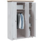 Garde robe 3 portes Blanc 118x50x171,5cm Pin Assortiment Panama