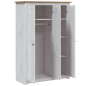 Garde robe 3 portes Blanc 118x50x171,5cm Pin Assortiment Panama