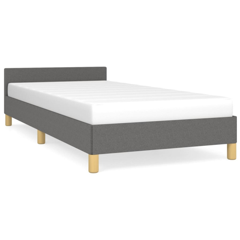 Cadre de lit sans matelas gris foncé 90x200 cm tissu