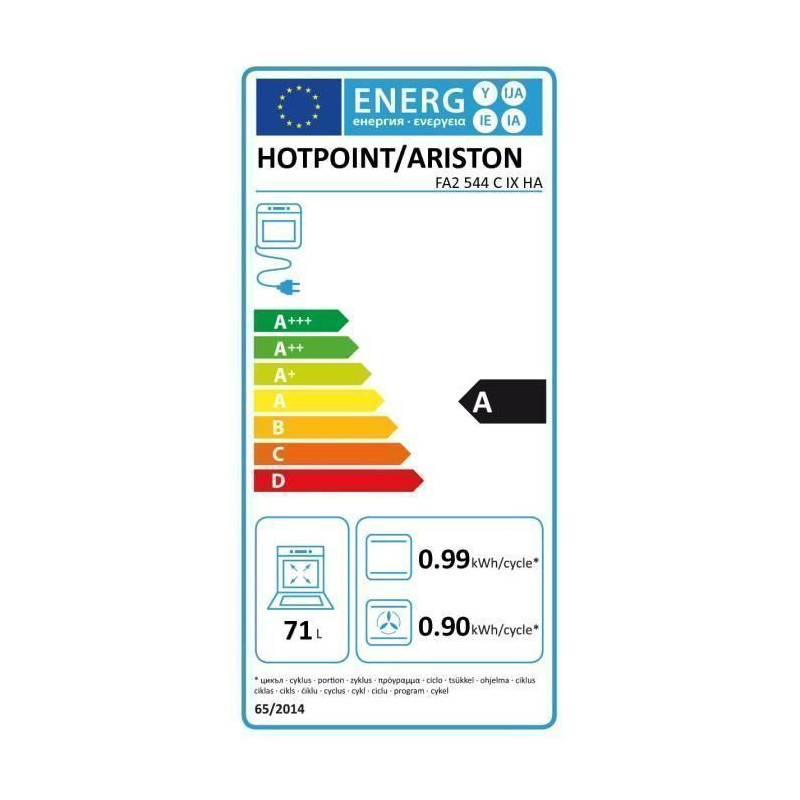 Four encastrable Multifonction 71L HOTPOINT 3600W 59cm, HOT8050147001264